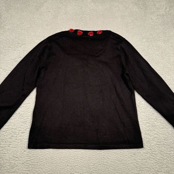 Vintage Jack B. Quick Womens Sweater Black Heart Gem V-Neck Long Sleeve M - Picture 9 of 10